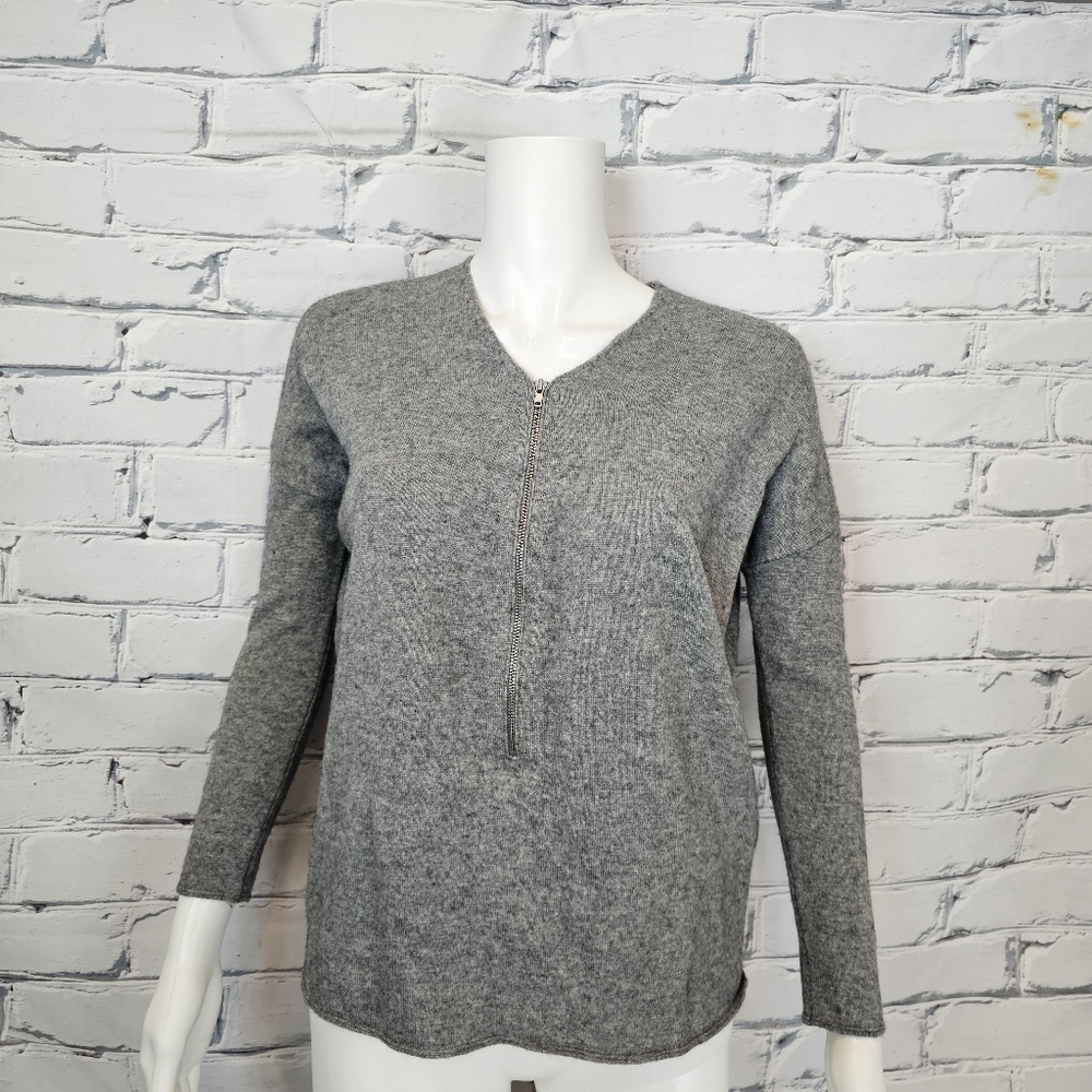 The Kooples Sport Gray Wool & Cashmere Zip Sweater